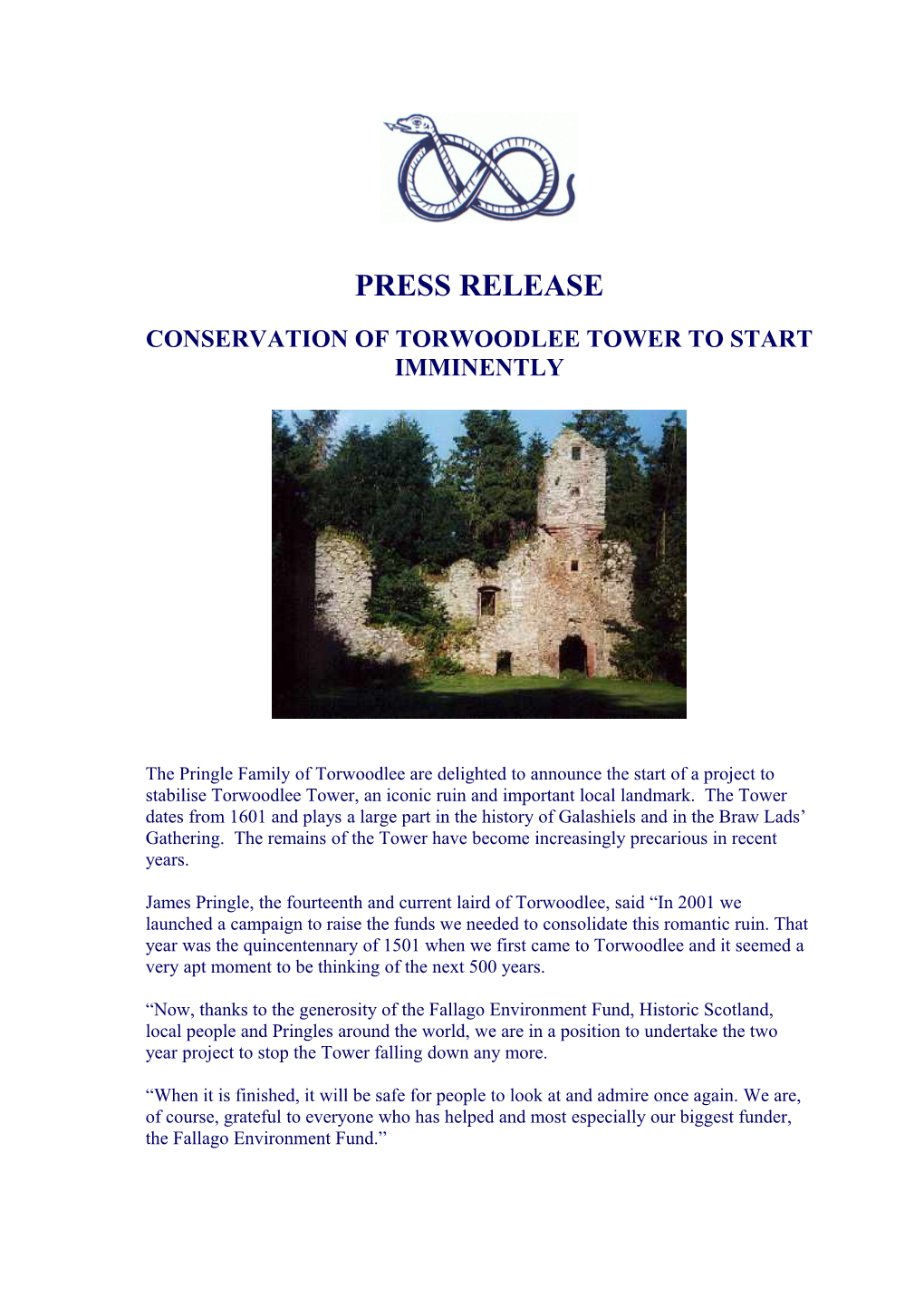 Conservation of Torwoodlee Tower to Start Imminently
