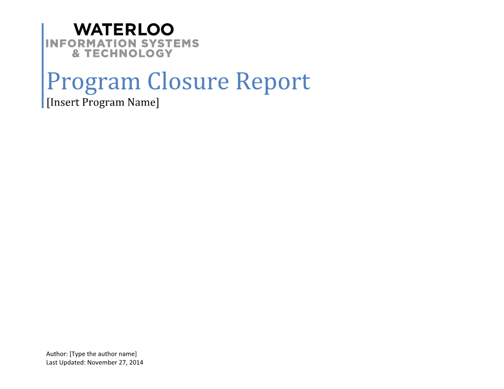 Program Closure Report