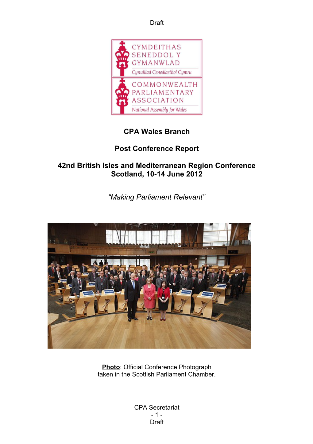 Cpa Wales Branch -2012 Bimr Post Conference Report