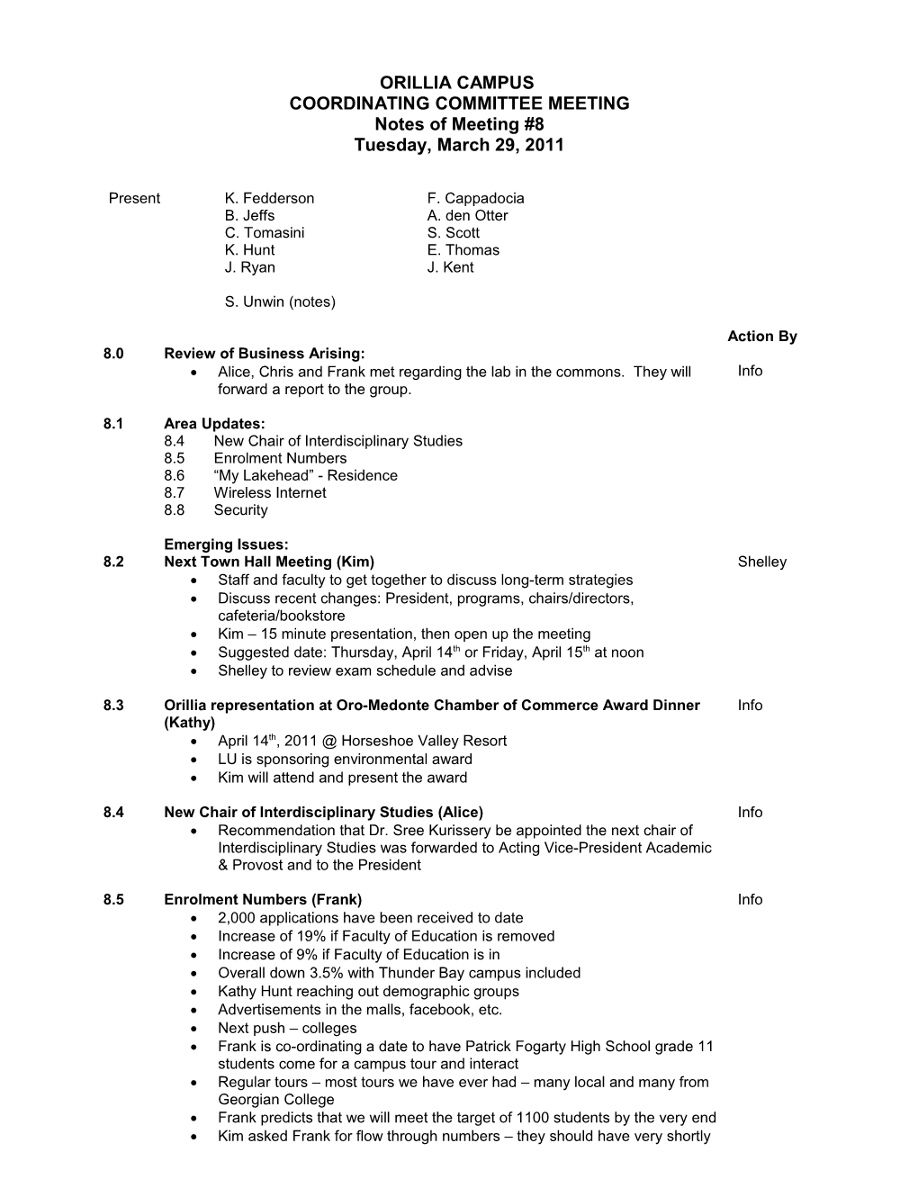 Orillia Campus Coordinating Committee Page 1 of 2