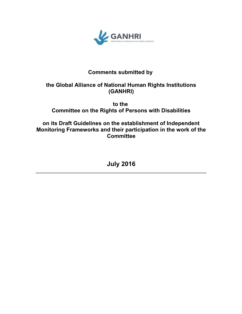 The Global Alliance of National Human Rights Institutions (GANHRI)