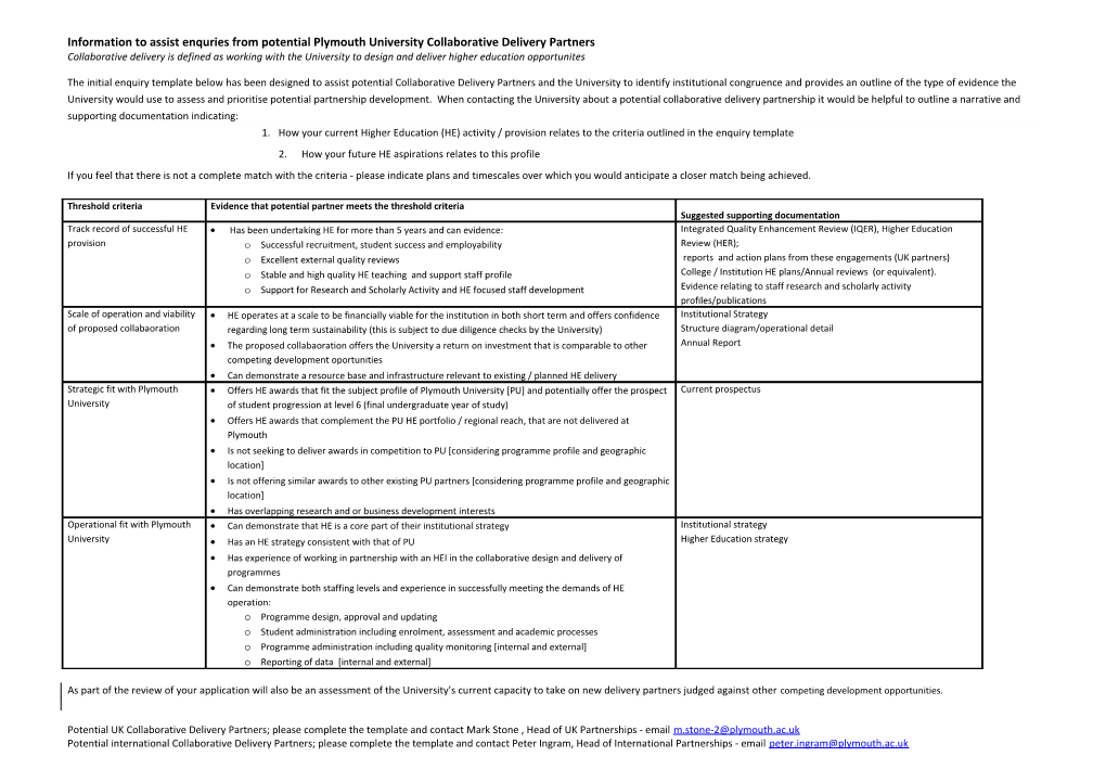 Partnerships Enquiry Template