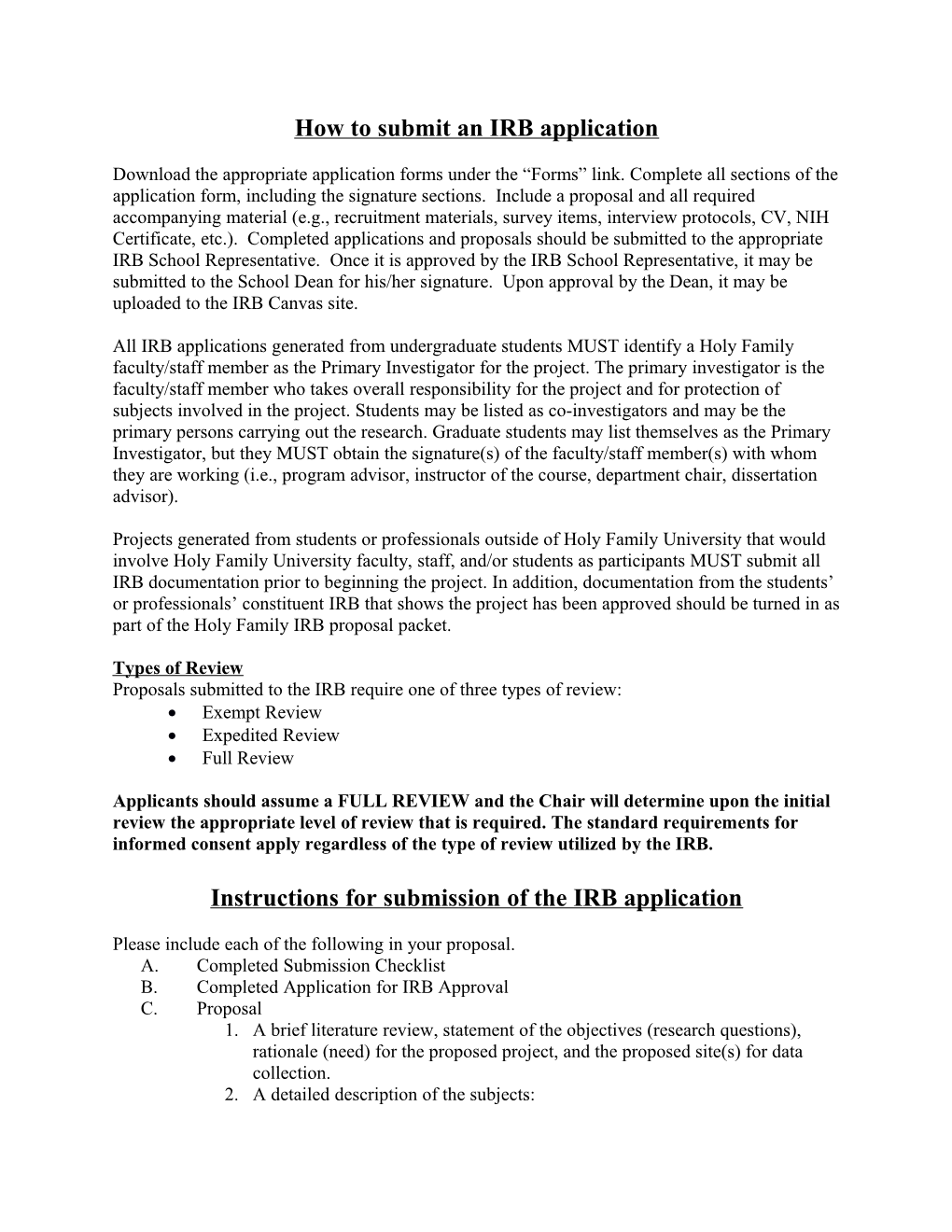 How to Submit an IRB Application