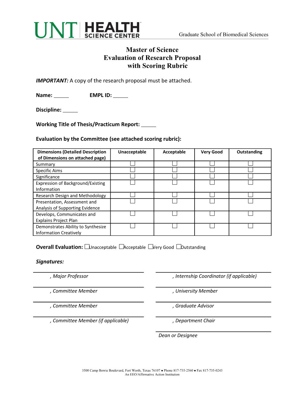 Evaluation of Research Proposalwith Scoring Rubric