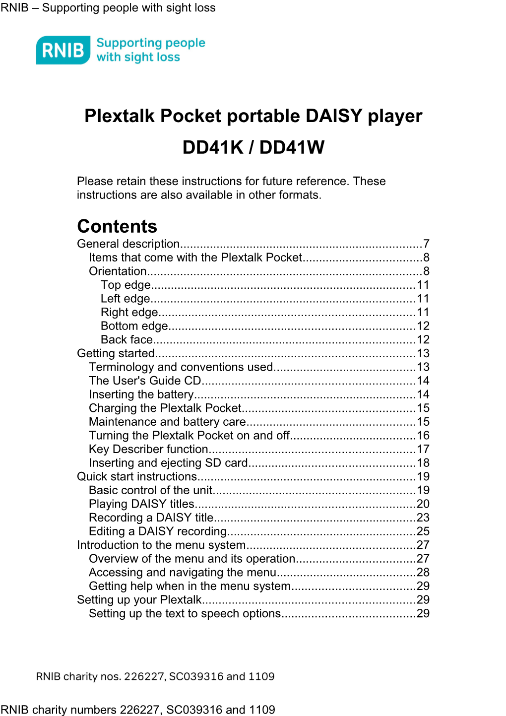 Plextalk Pocket Portable DAISY Player