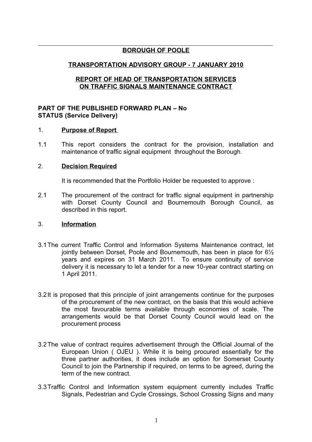 Traffic Signals Maintenance Contract