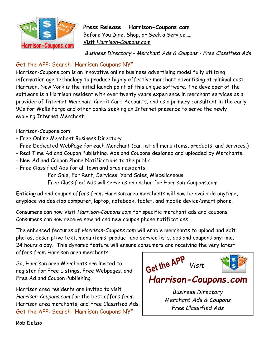 Press Release Harrison-Coupons.Com