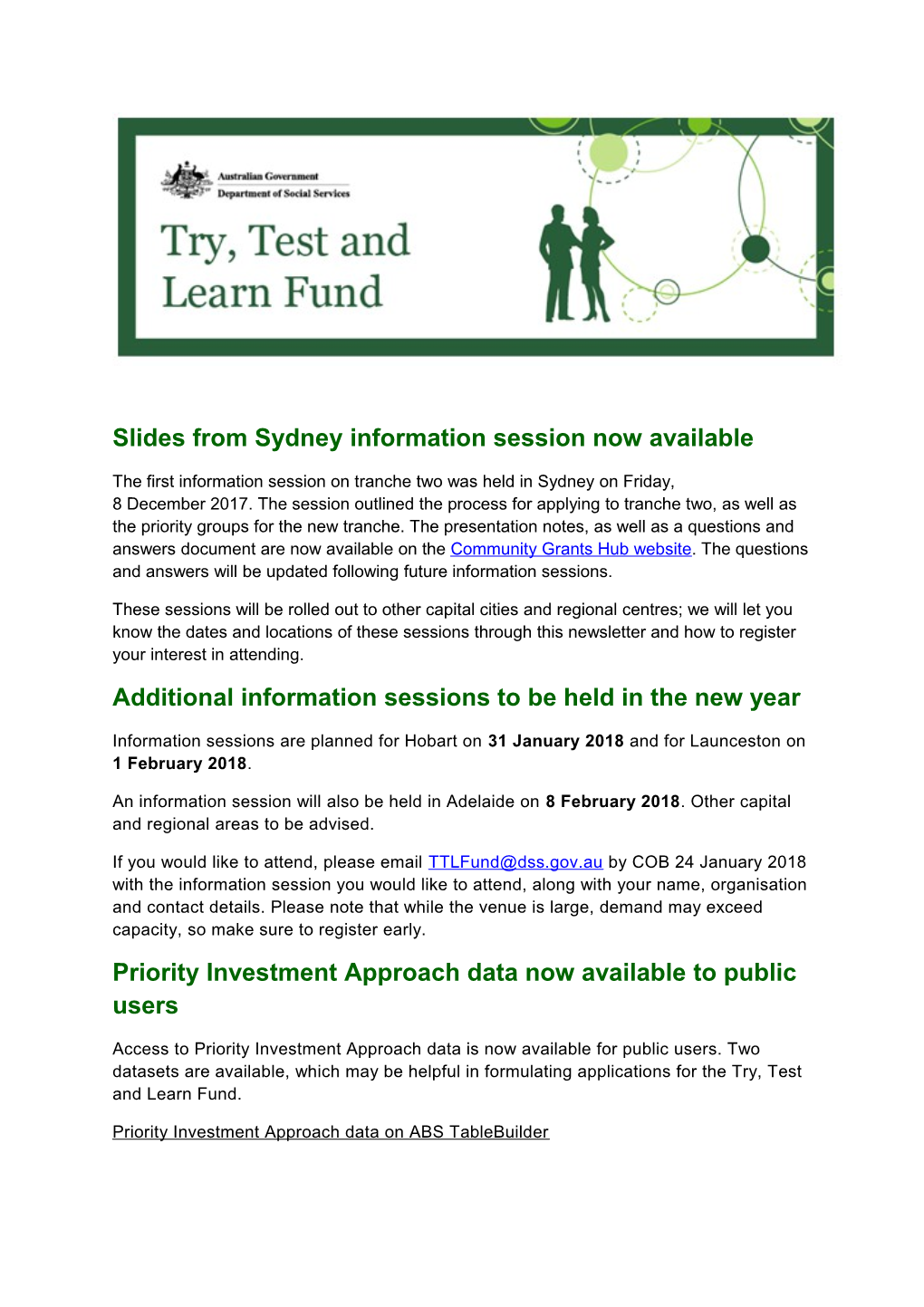 Slides from Sydney Information Session Now Available