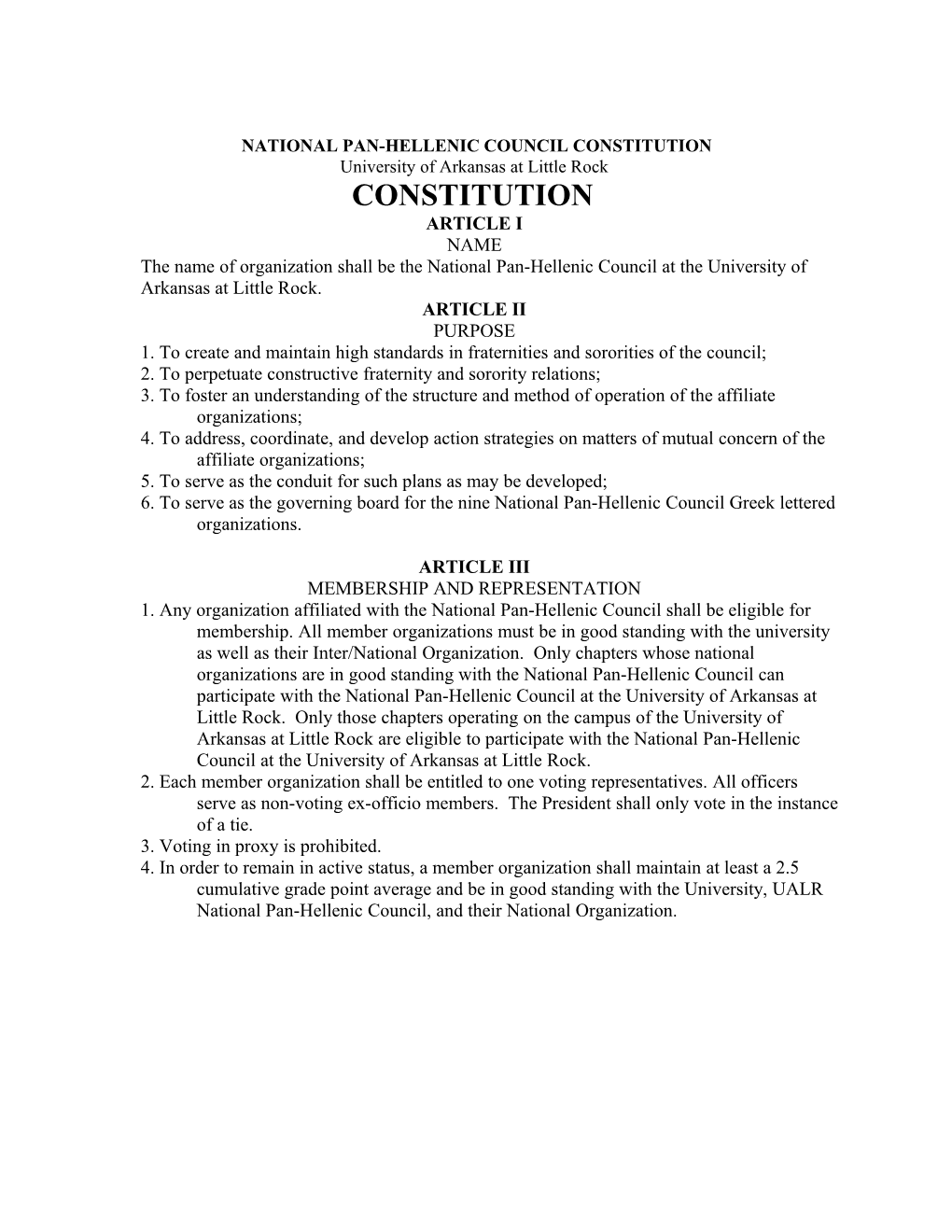 National Pan-Hellenic Council Constitution