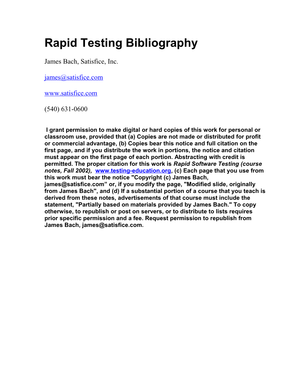 Exploratory Testing Bibliography