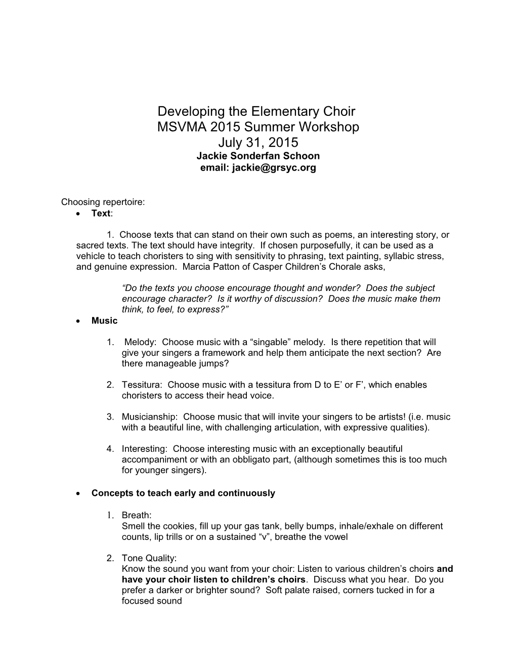 Developing the Elementary Choir