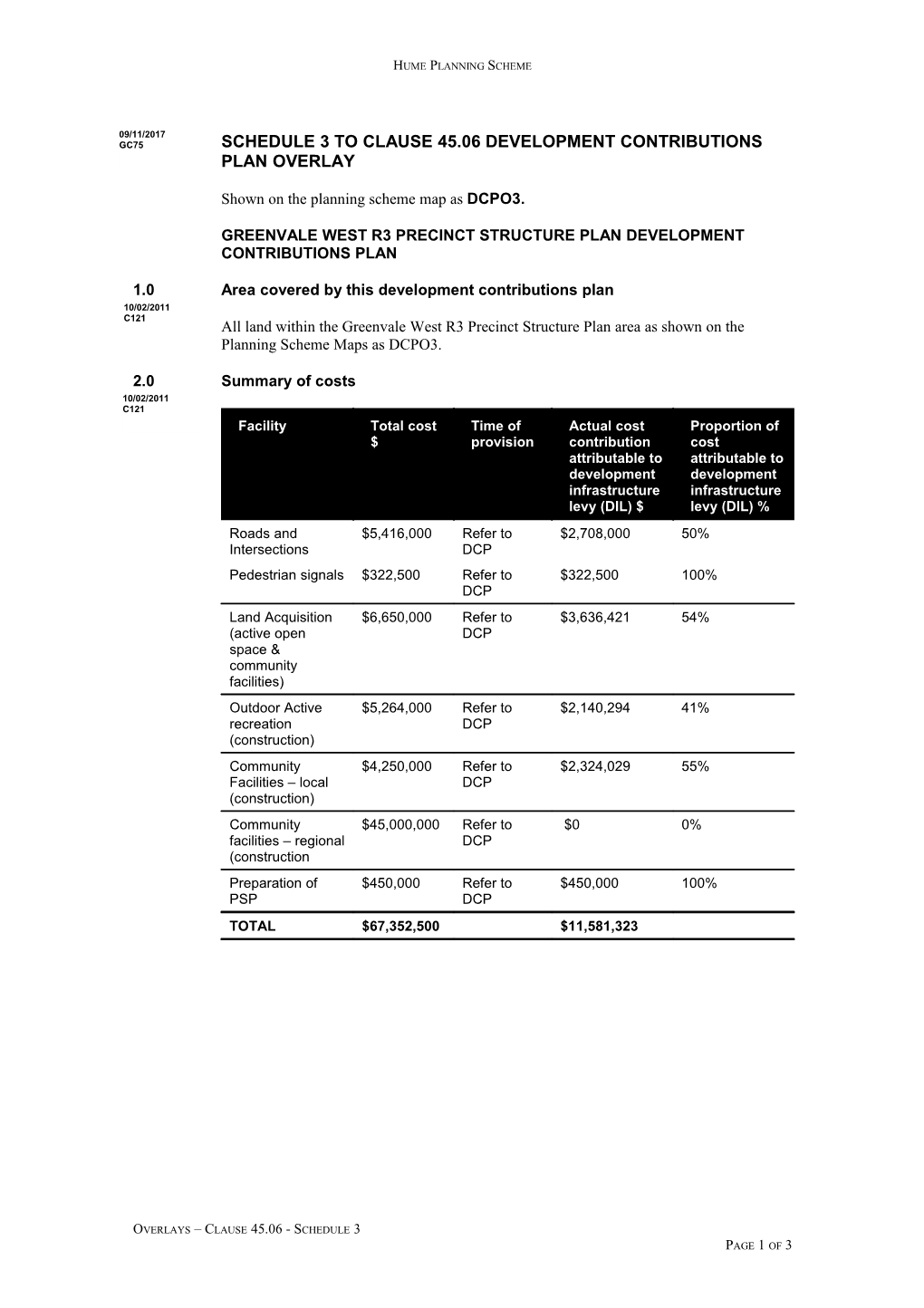 Greenvale West R3 Precinct Structure Plan Development Contributions Plan