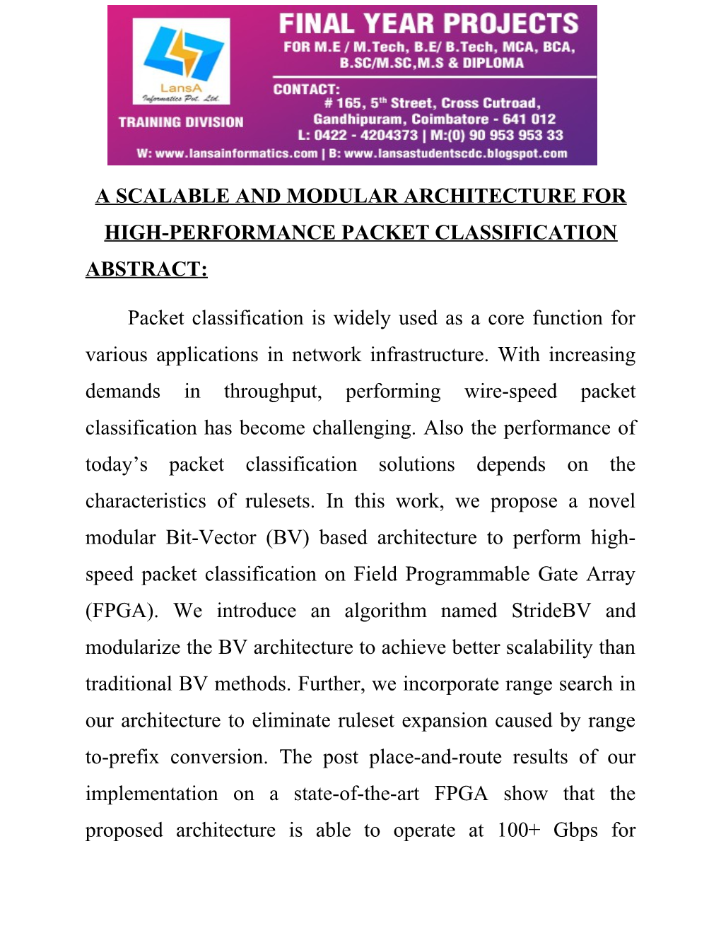 A Scalable and Modular Architecture for High-Performance Packet Classification