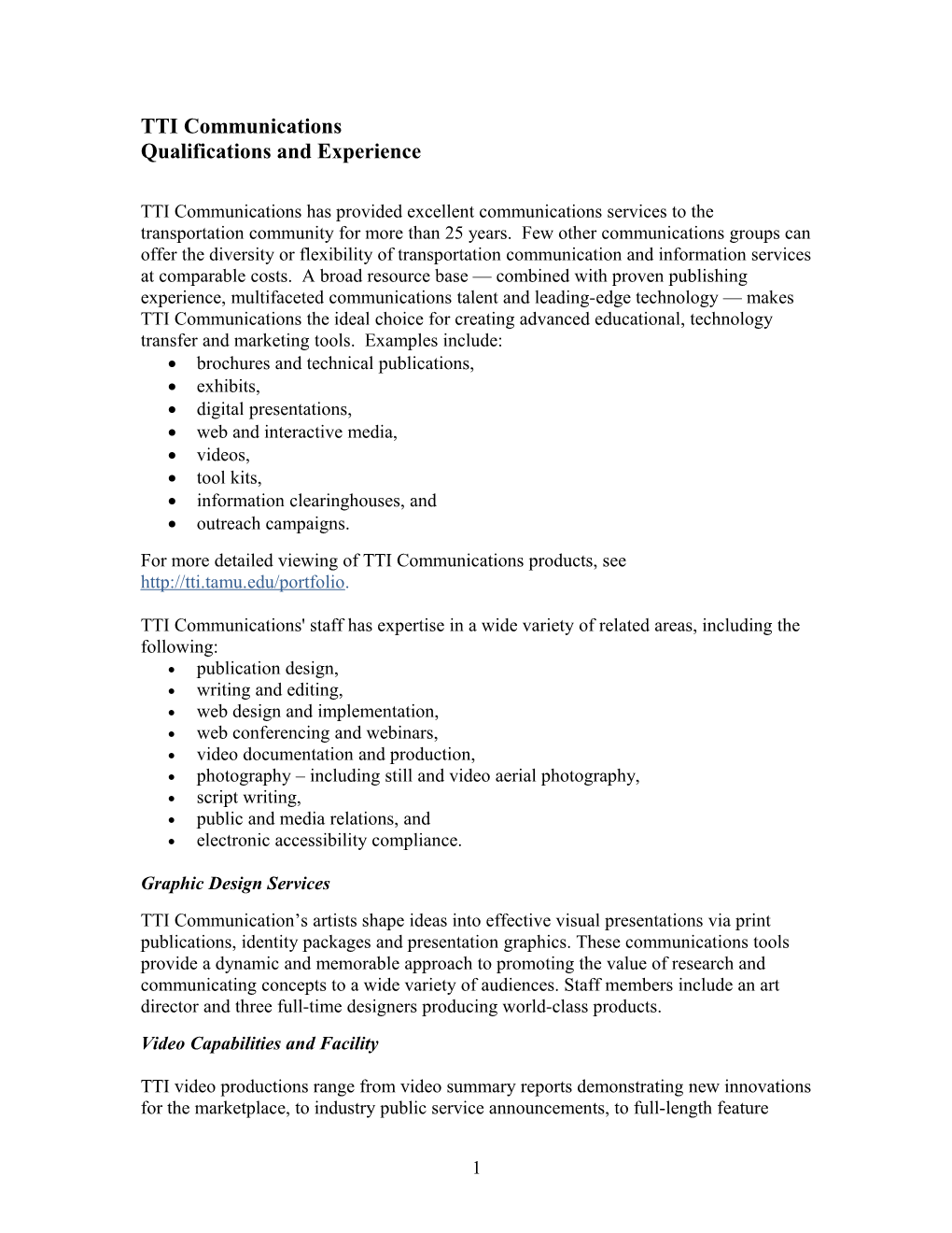 Qualifications and Experience
