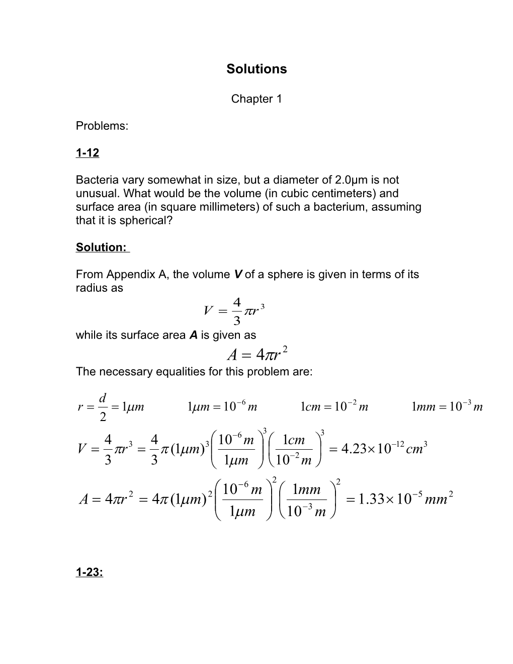 From Appendix A, the Volume Vof a Sphere Is Given in Terms of Its Radius As