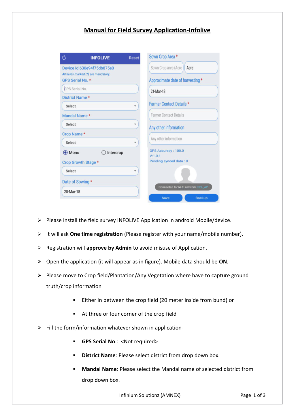 Manual for Field Survey Application-Infolive