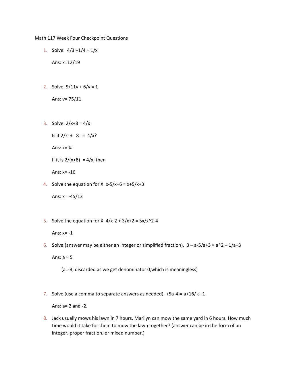 Math 117 Week Four Checkpoint Questions