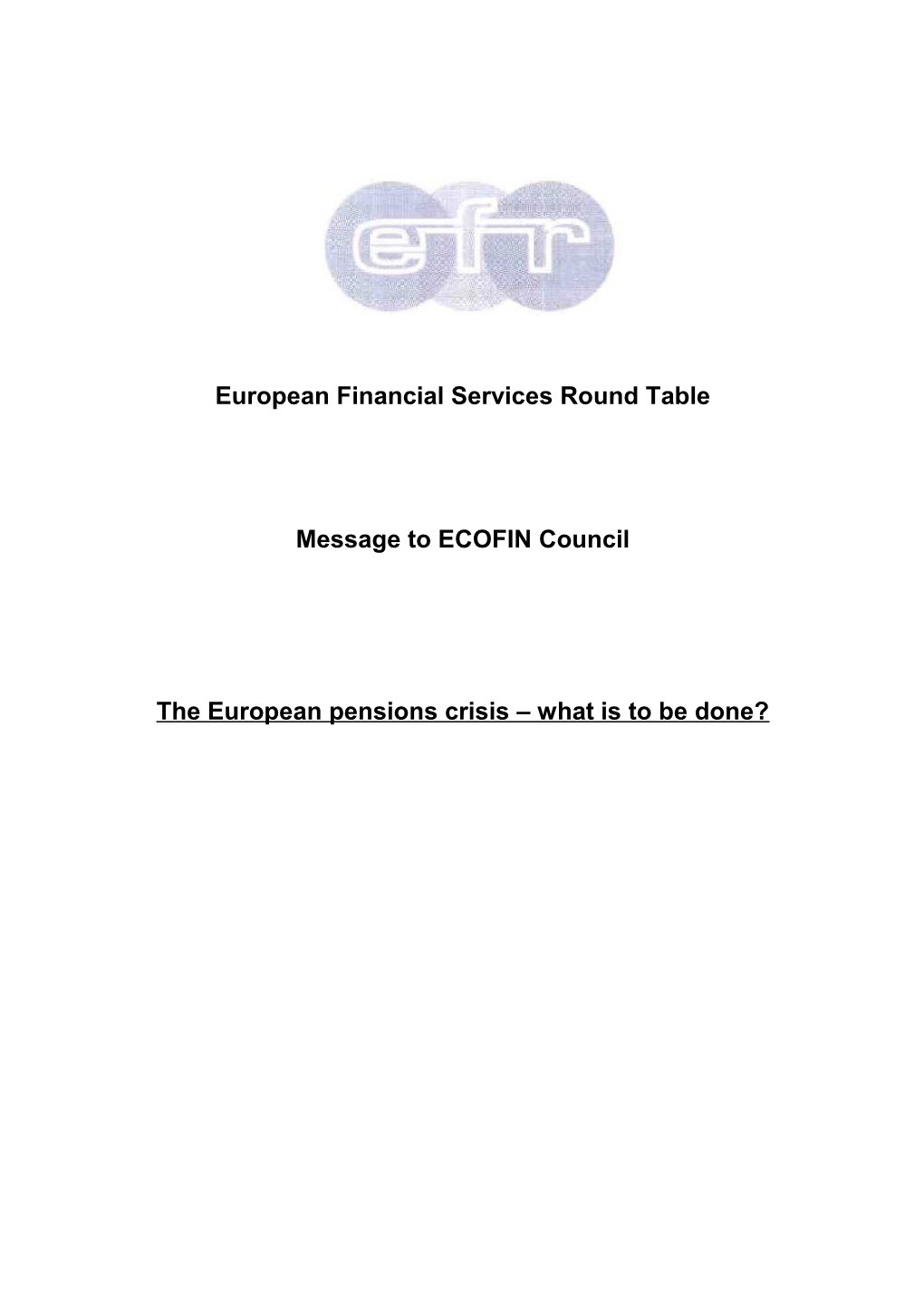 Message to ECOFIN Council on 7 March 2002