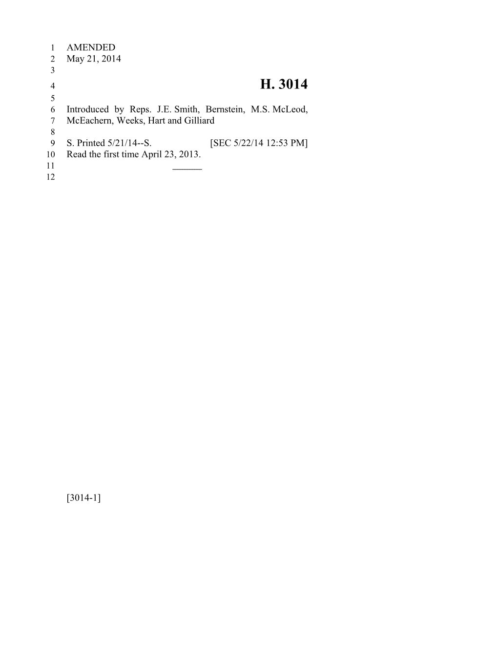 Introduced by Reps. J.E.Smith, Bernstein, M.S.Mcleod, Mceachern, Weeks, Hart and Gilliard