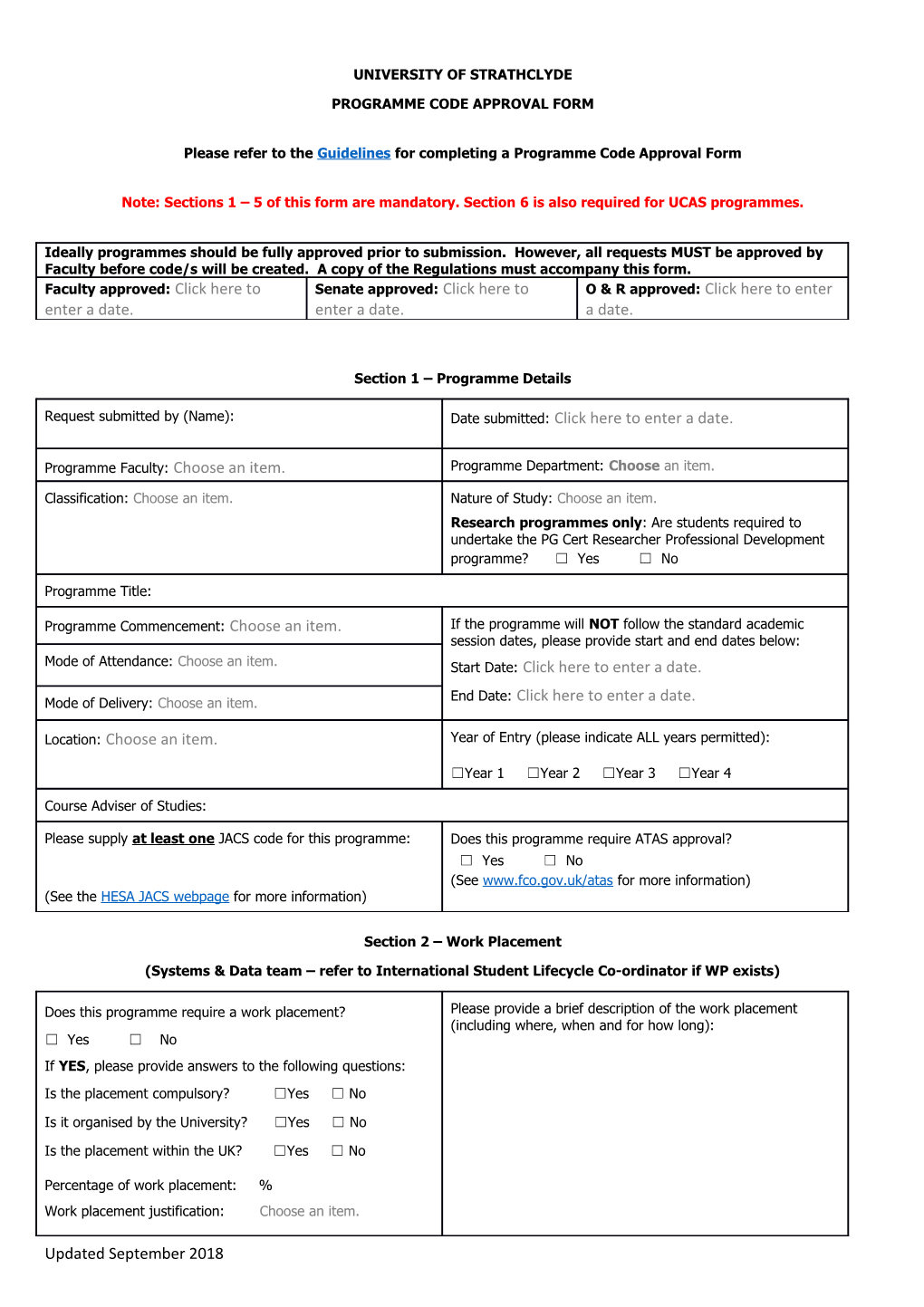 Programme Code Approval Form