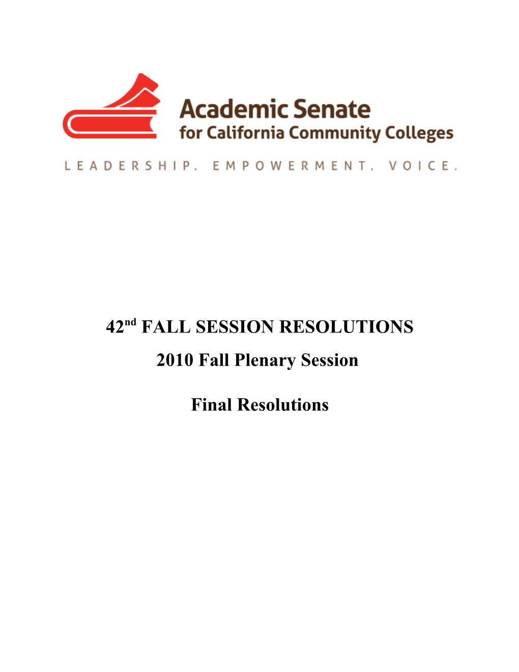 42Nd FALL SESSION RESOLUTIONS