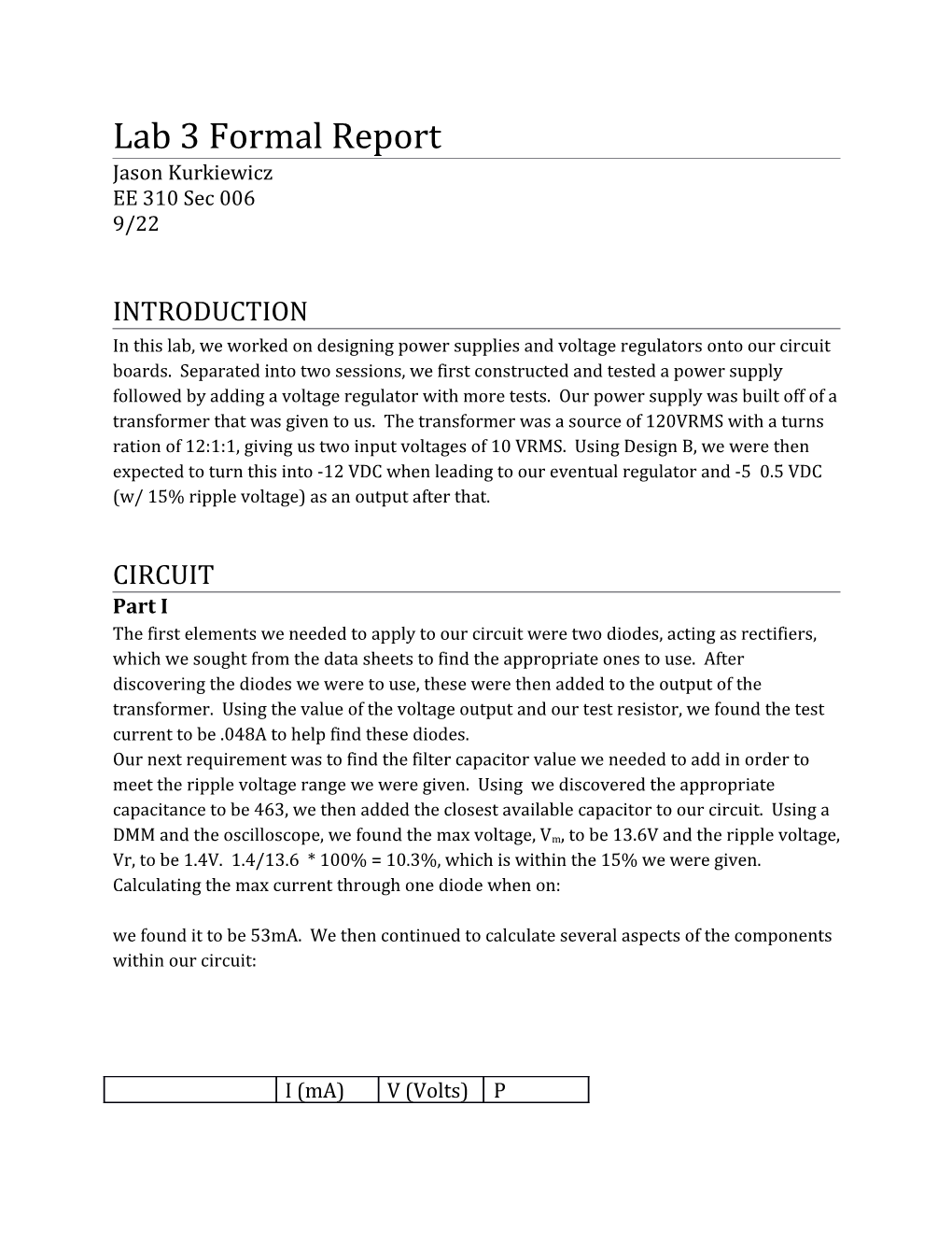 Lab 3 Formal Report