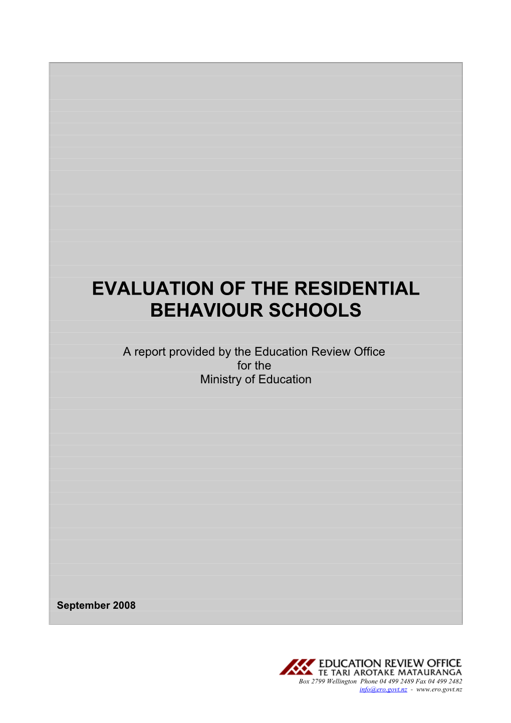 Evaluation of the Residential Behaviour Schools