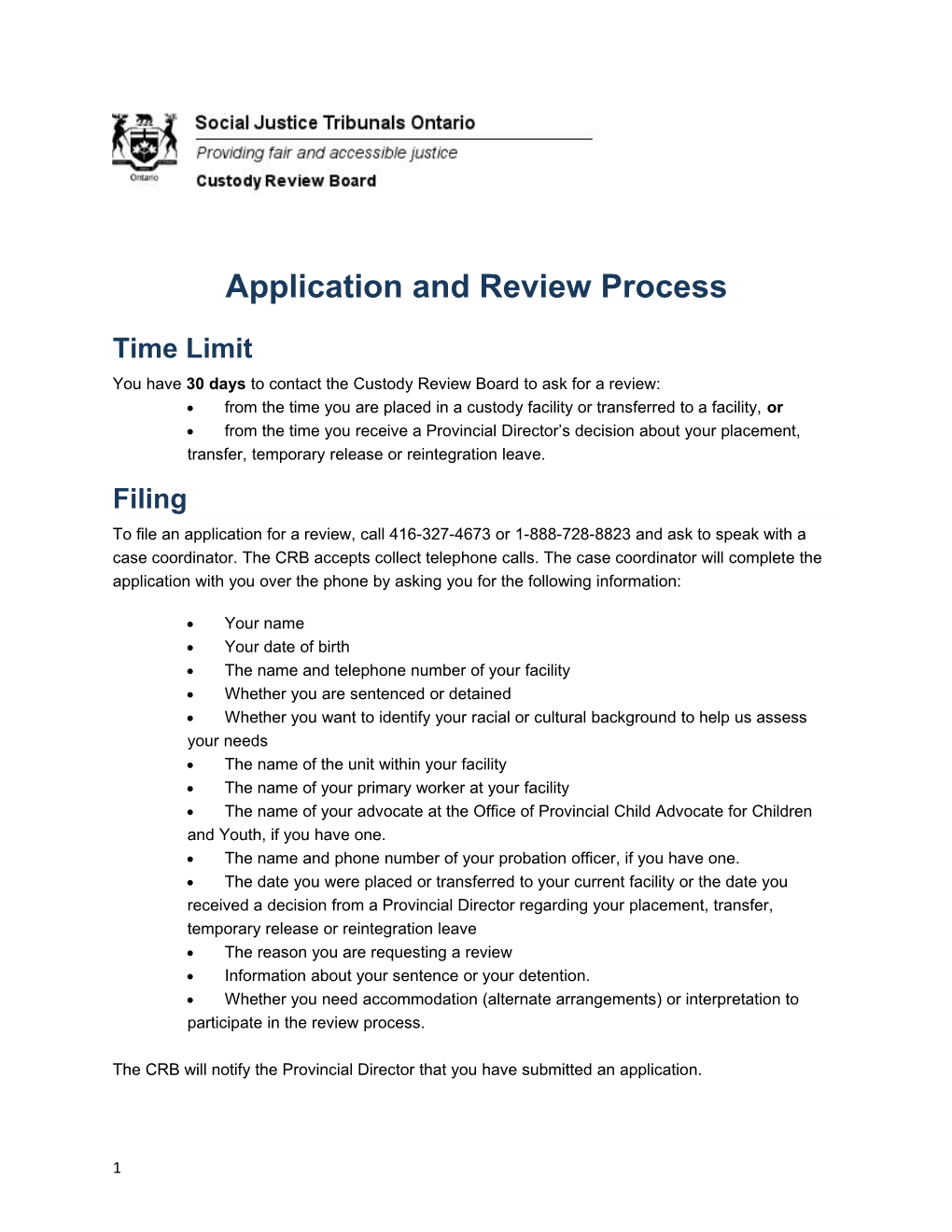 Application and Review Process