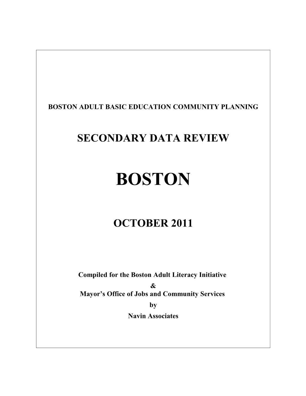 Boston Adult Basic Education Community Planning