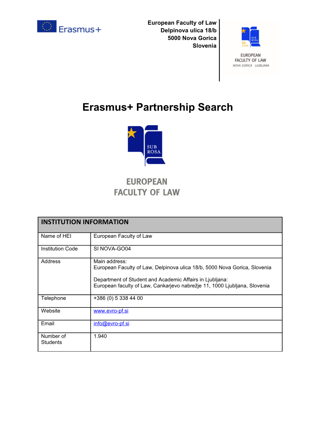 Erasmus+Partnership Search