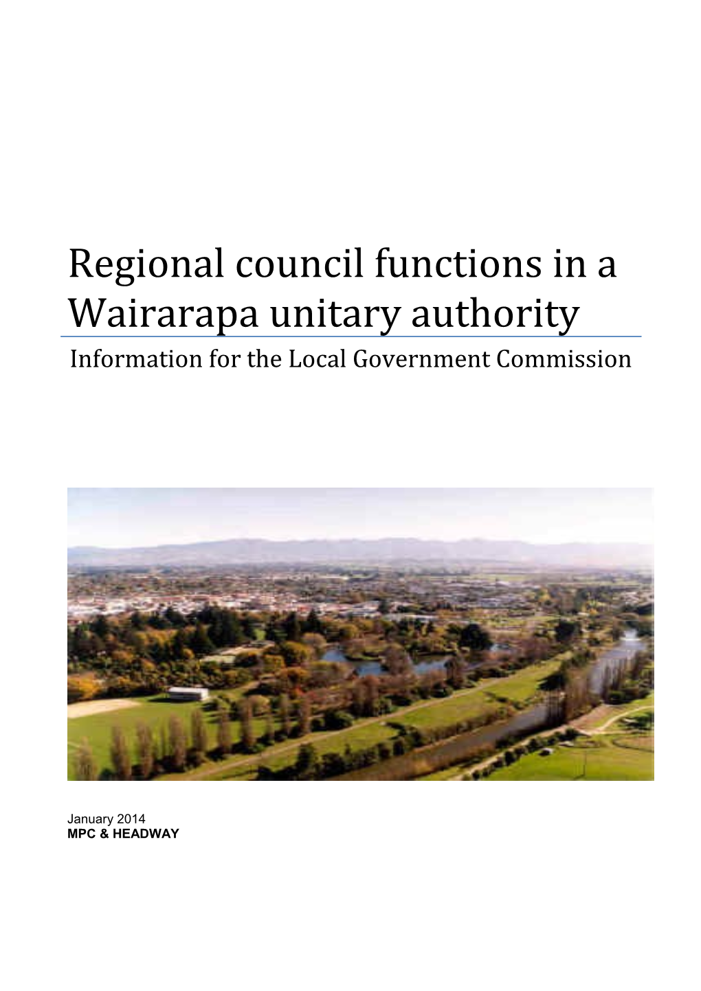 Regional Council Functions in a Wairarapa Unitary Authority