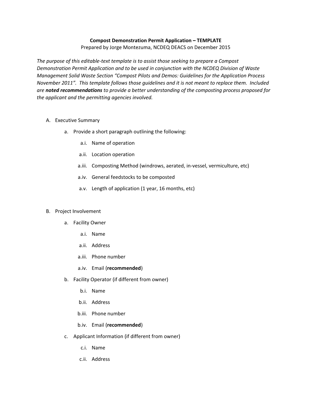 Compost Demonstration Permit Application TEMPLATE