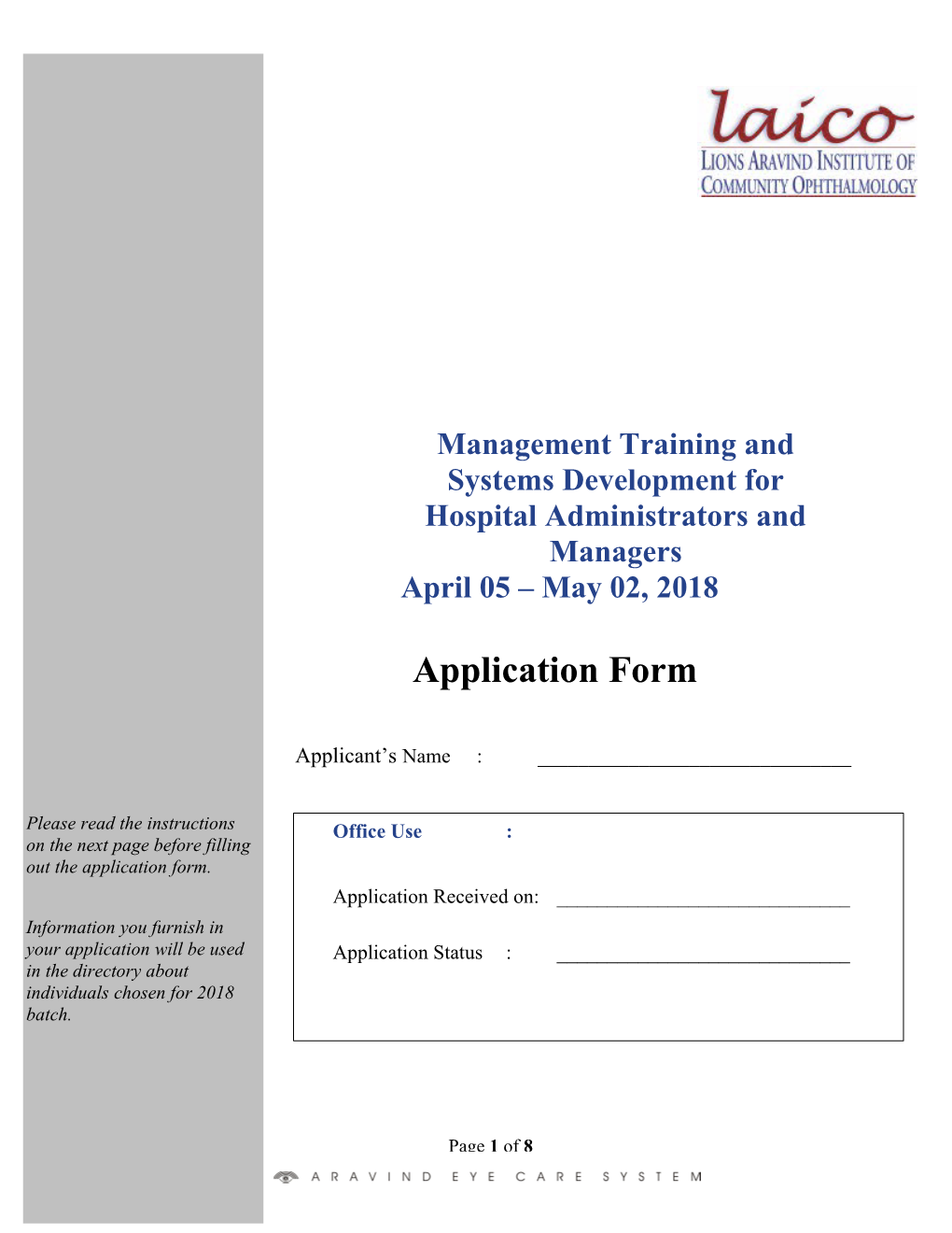 Management Training and Systems Development for Hospital Administrators and Managers