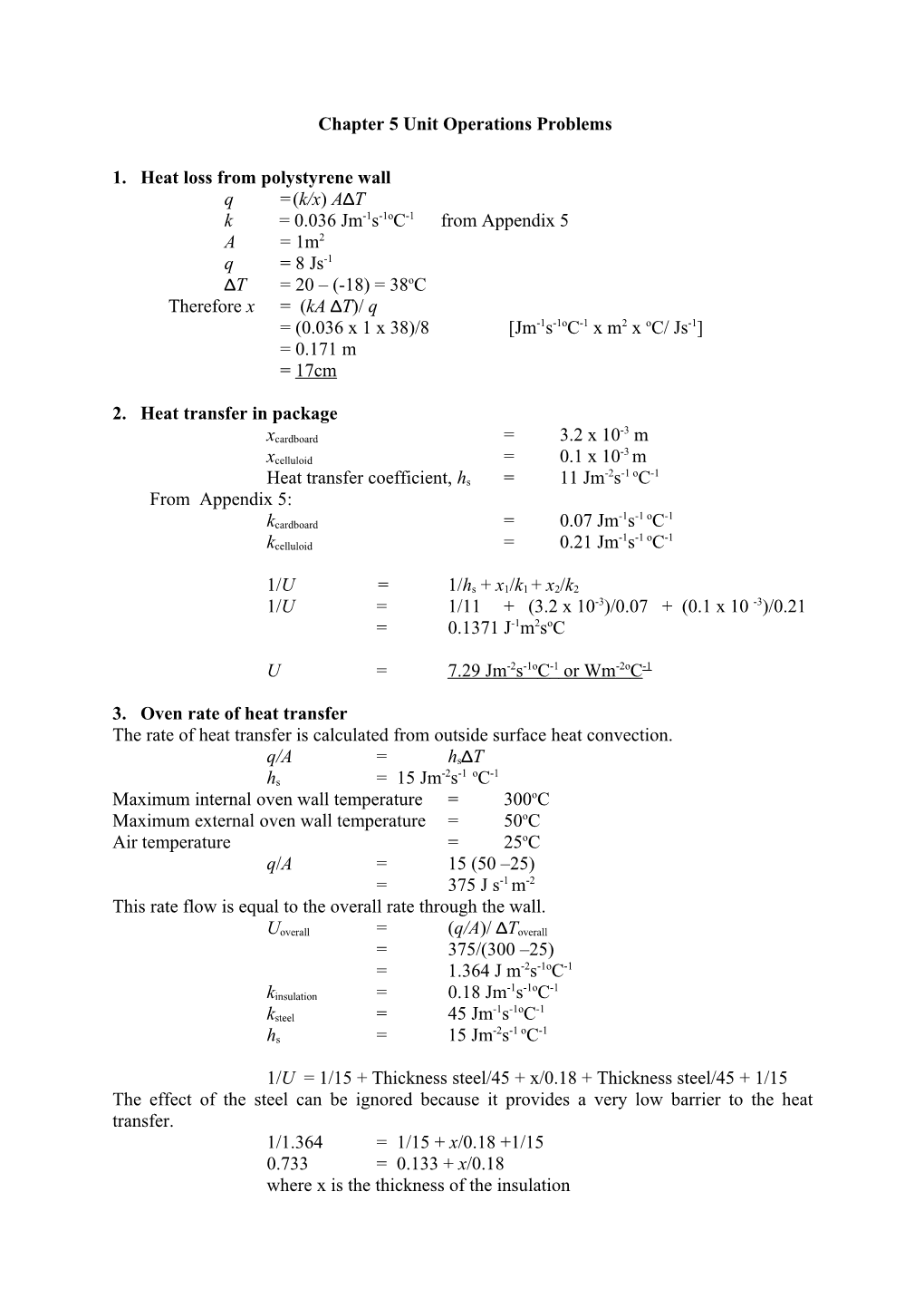Chapter 5 Unit Operations Problems