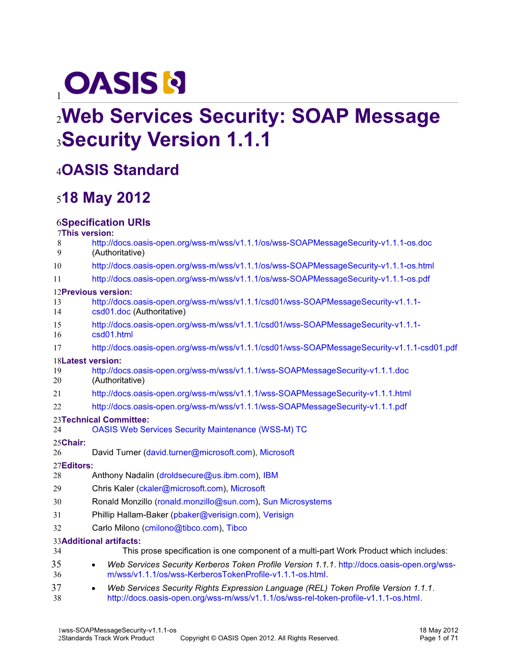 Web Services Security: SOAP Message Security Version 1.1.1