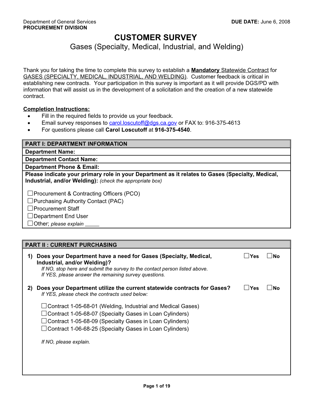 Department of General Servicescustomer Survey