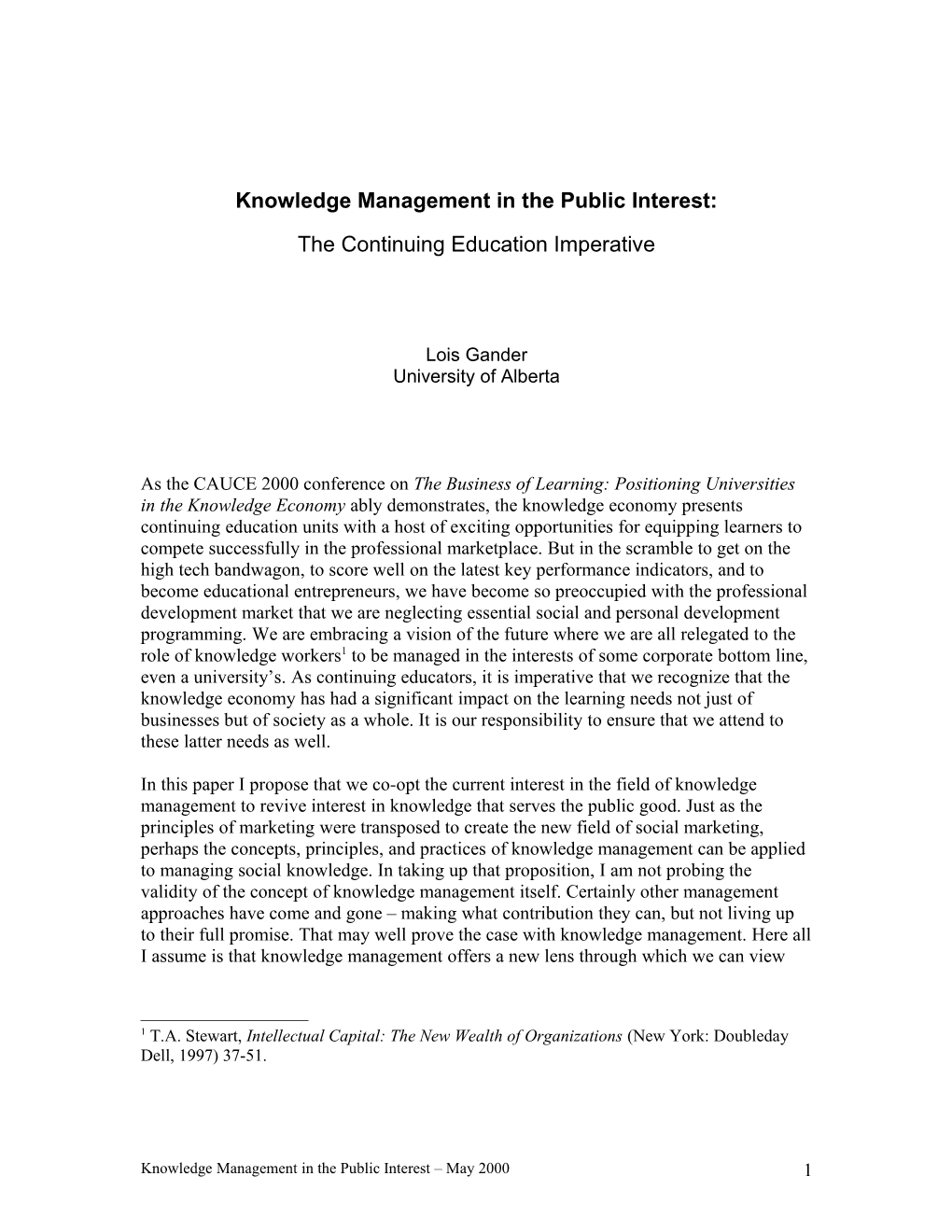 Knowledge Management in the Public Interest