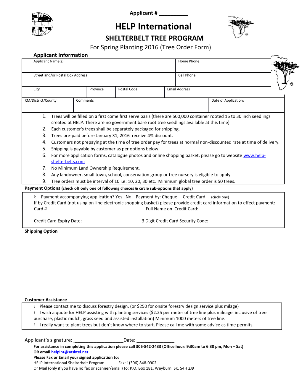 Shelterbelt Tree Program