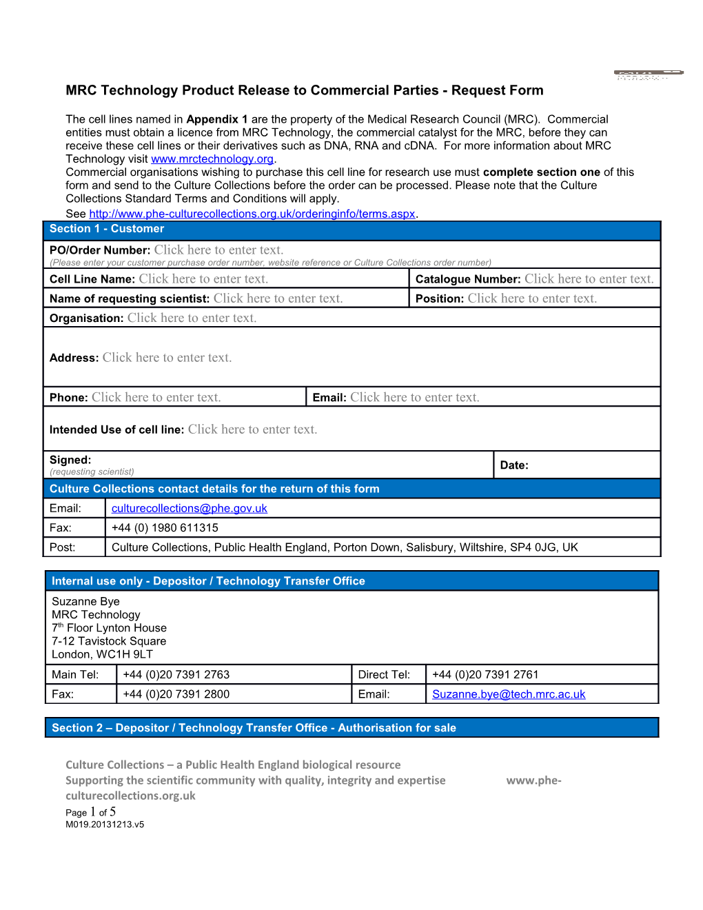 MRC Technologyproduct Release to Commercial Parties - Request Form