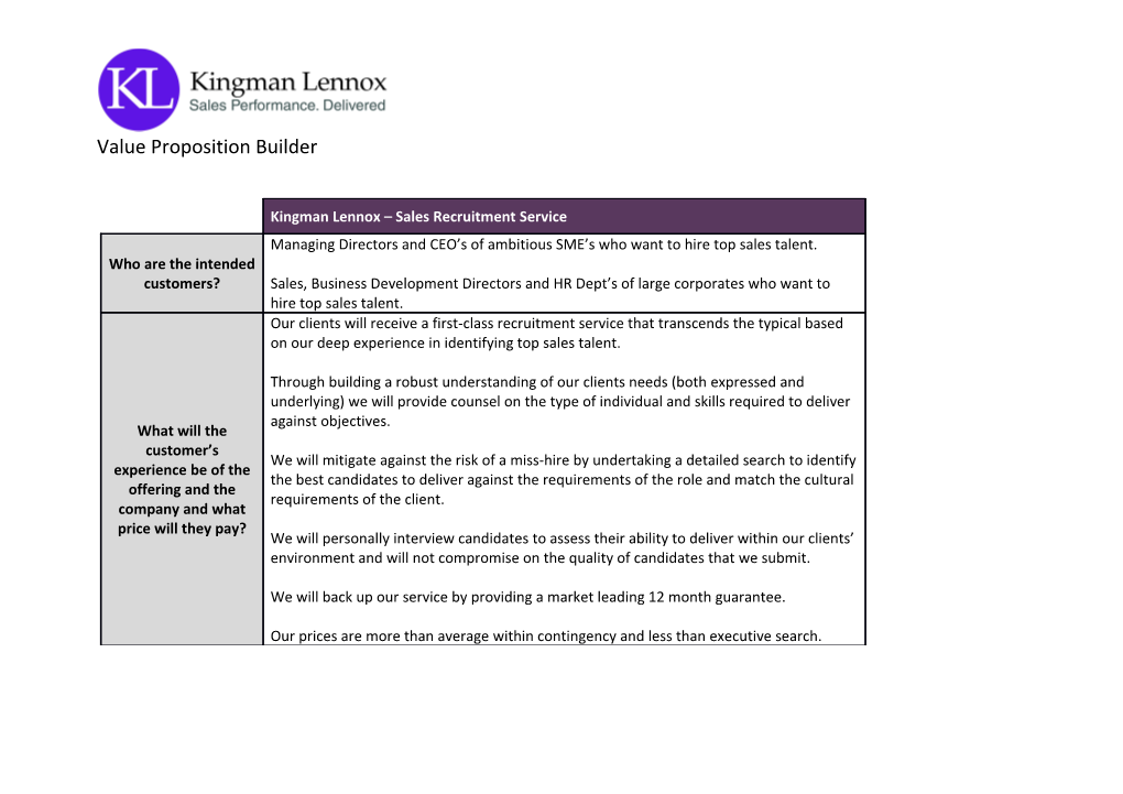 Value Proposition Builder