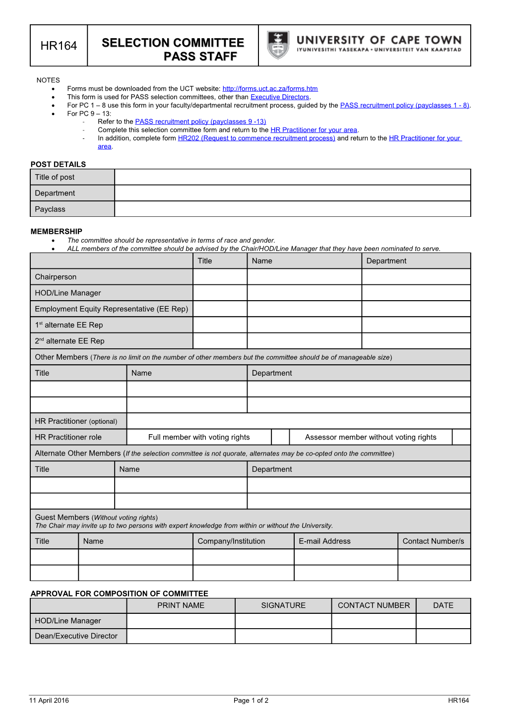 Selection Committee - Pass Staff