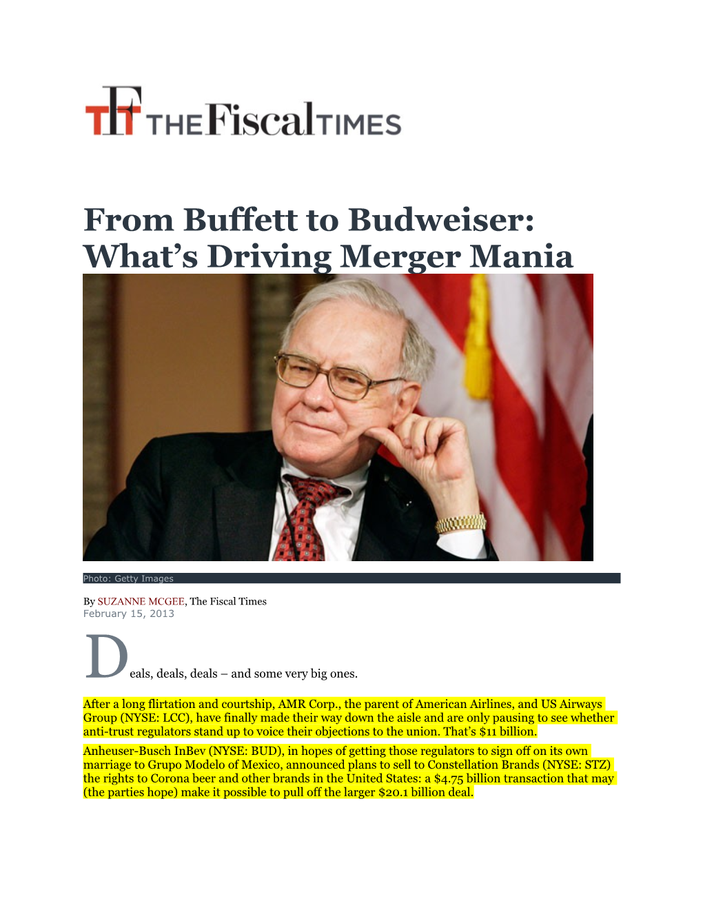 From Buffett to Budweiser: What S Driving Merger Mania