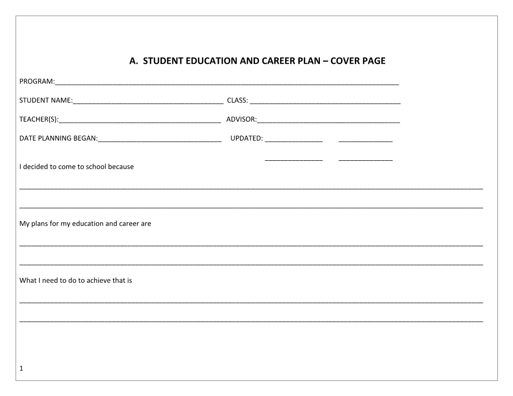 Education and Career Plan Template