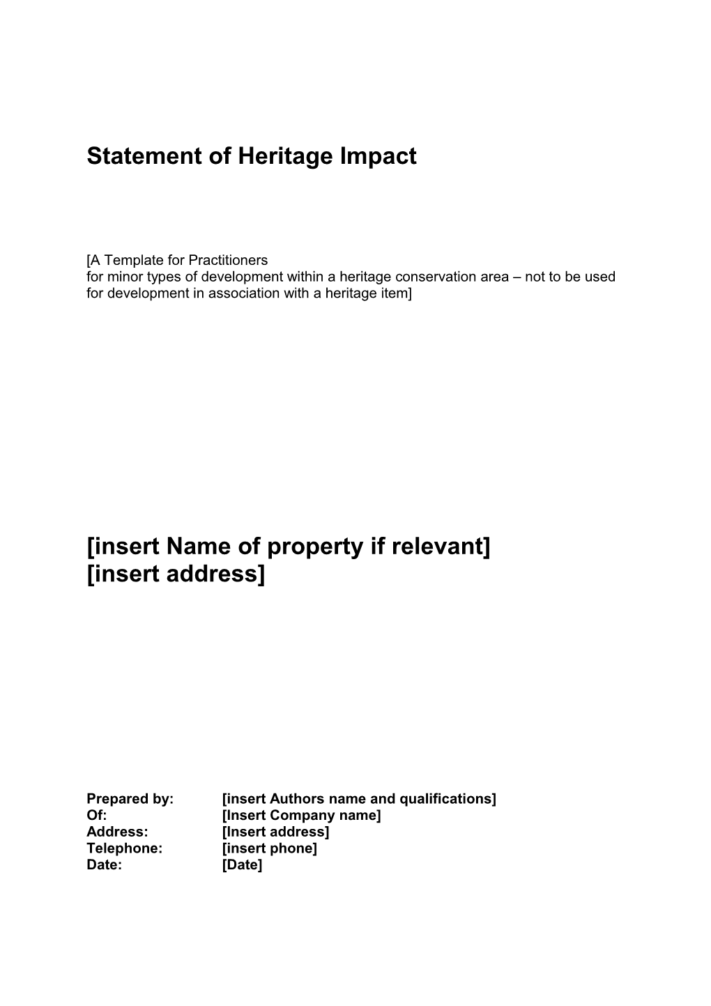Statement of Heritage Impact