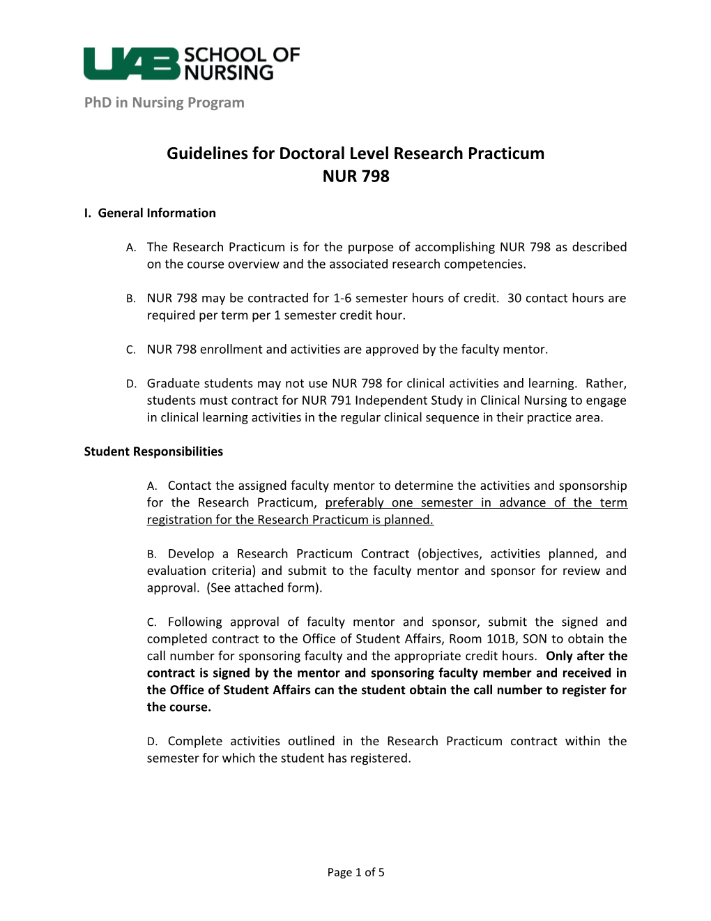 Guidelines for Doctoral Level Research Practicum