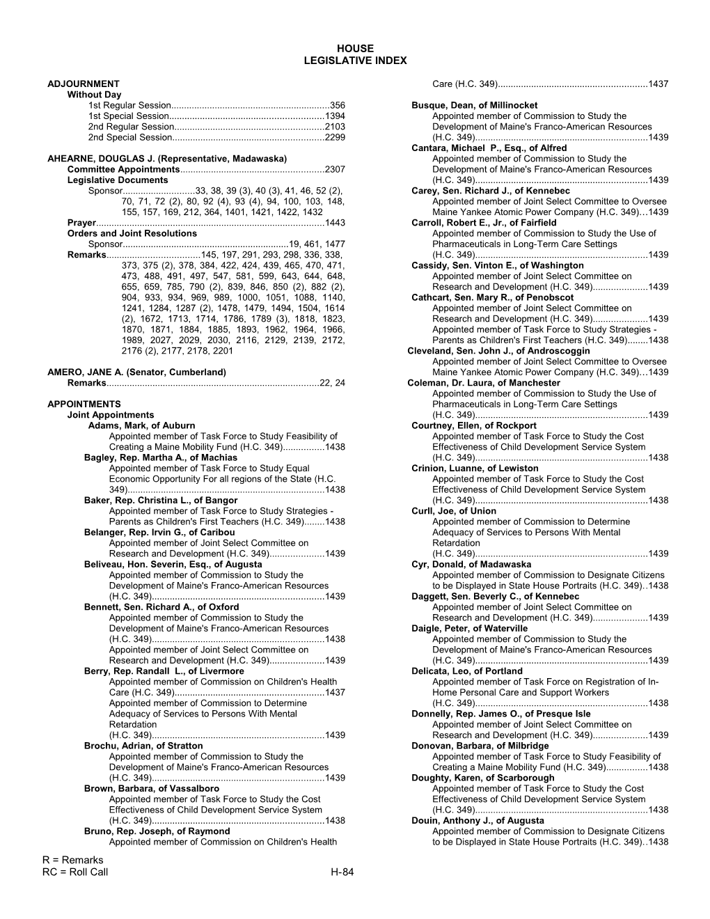 Legislative Index