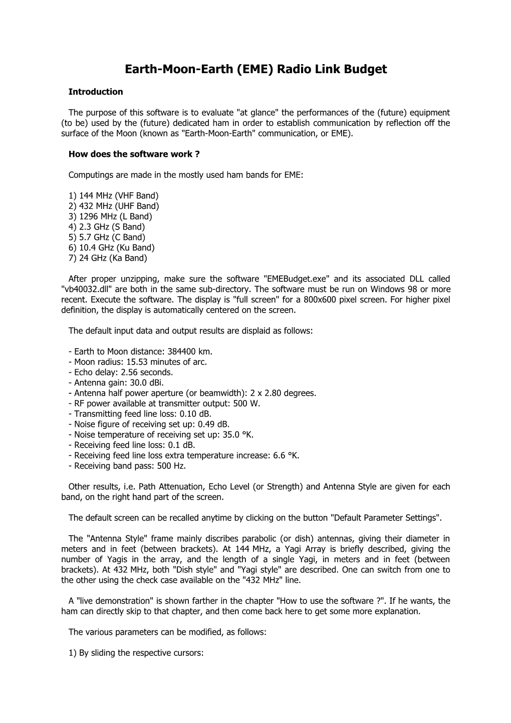 Earth-Moon-Earth (EME) Radio Link Budget