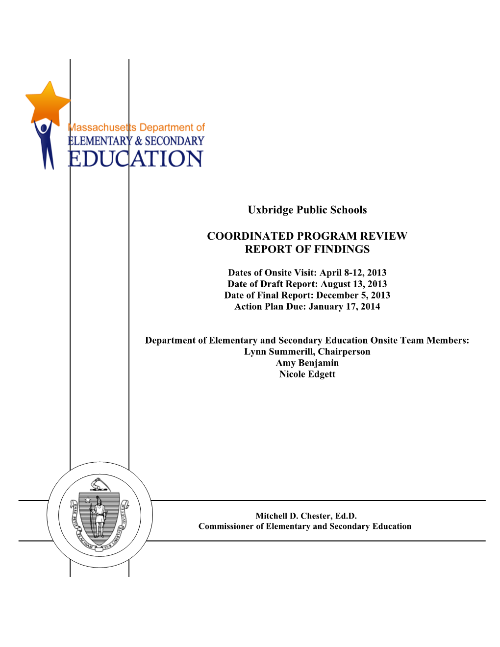 Uxbridge Public Schools CPR Final Report 2013