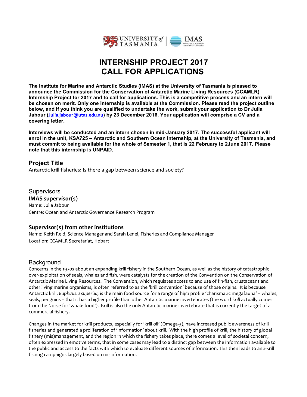 Internship Project 2017