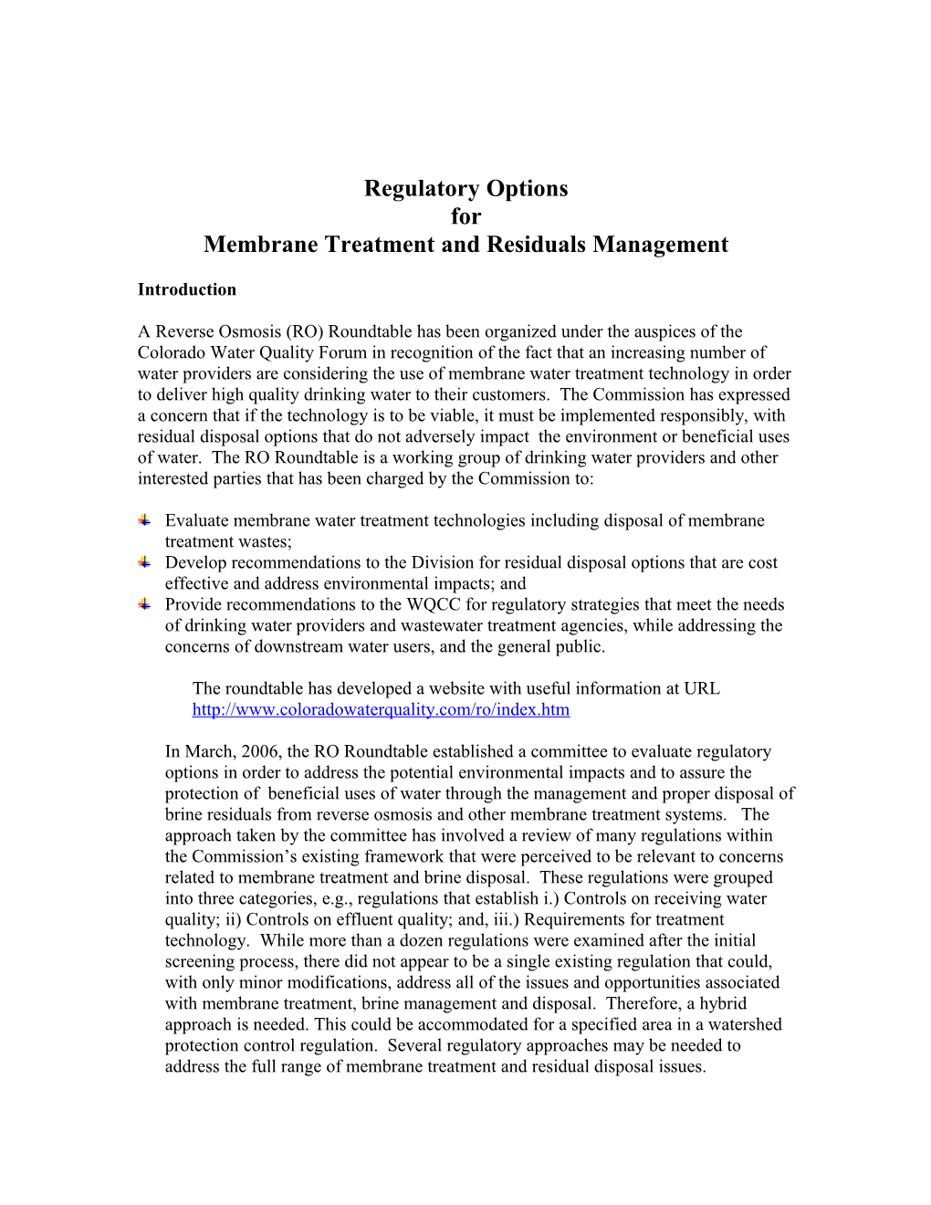 Membrane Treatment and Residuals Management